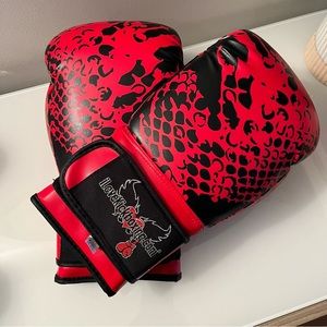 red snakeskin iLoveKickboxing (ILKB) 16oz boxing gloves - new, never used